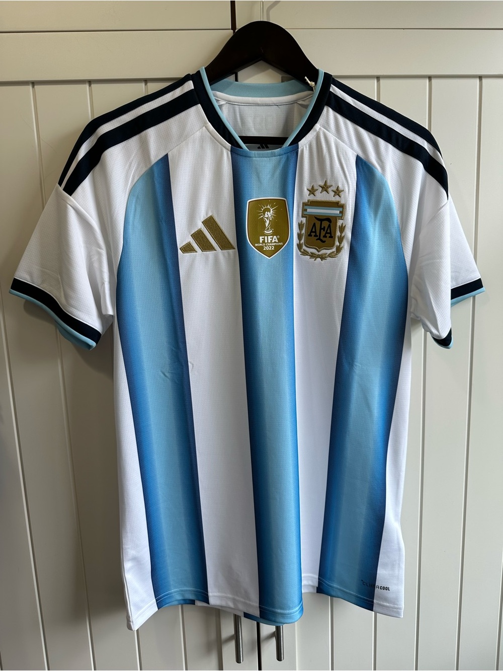 Adidas Argentina Soccer Jersey Kit Light Blue, White & Gold Size M FIFA CONMEBOL